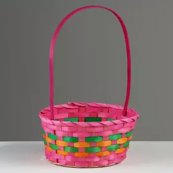 Корзина плетеная, d21 х 10/34 см, розовый, бамбук