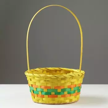 Корзина плетеная, d21 х 10/34 см, желтая, бамбук