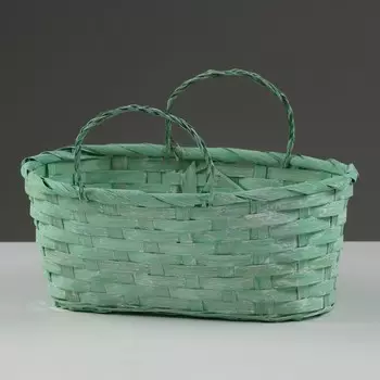 Корзина плетеная, d25 х 17 х 11/18 см, зеленая, бамбук