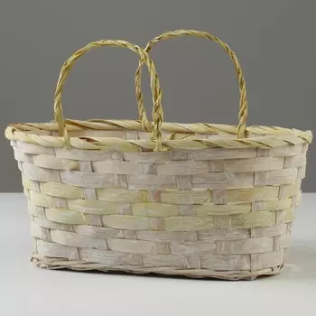 Корзина плетеная, d25 х 18 х 11/19 см, желтая, бамбук