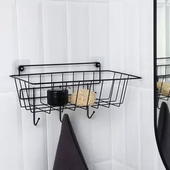 Корзина с 3-мя крючками, 372019.5 см, черная