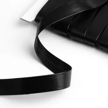 Косая бейка, кожзам, 15 мм, 10±1 м, черная