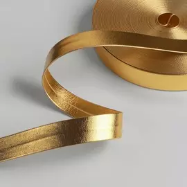 Косая бейка, кожзам, 15 мм, 10±1 м, цвет золотой