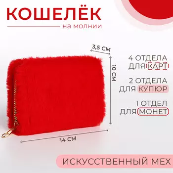Кошелек на молнии, цвет красный