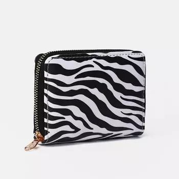 Кошелек на молнии, цвет белый/черный