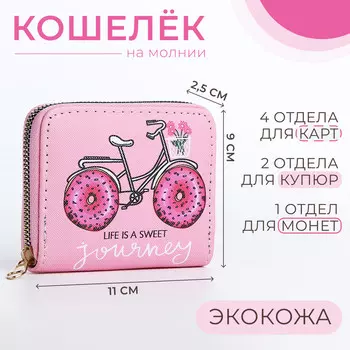 Кошелек на молнии, цвет розовый