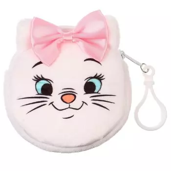 Кошелек детский для девочки на молнии, плюшевый круглый с ушками, кошечка мари