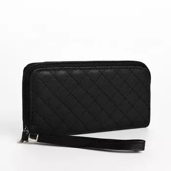 Кошелек женский на молнии с ремешком, 19.52.510 см, черный