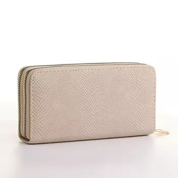 Кошелек женский на молниях, 19410.5 см, текстурный, бежевый