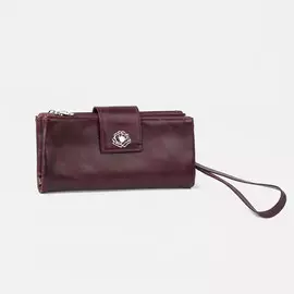 Кошелек женский на кнопке с ремешком, цвет бордовый