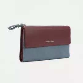 Кошелёк на кнопке, цвет синий/бордовый