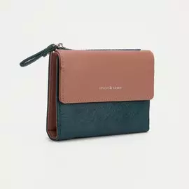 Кошелёк на кнопке, цвет зелёный/розовый