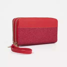 Кошелёк на молнии, цвет красный