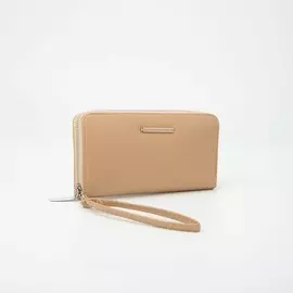 Кошелёк на молнии, с ручкой, цвет бежевый