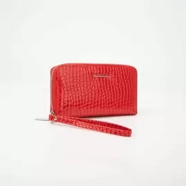 Кошелёк на молнии, с ручкой, цвет красный