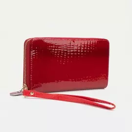 Кошелёк на молнии, с ручкой, цвет красный