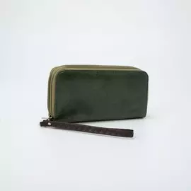 Кошелёк на молнии, с ручкой, цвет зелёный