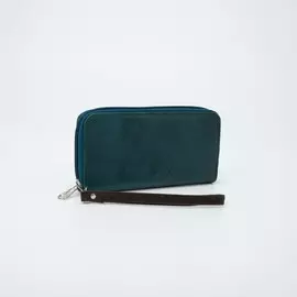 Кошелёк на молнии, с ручкой, цвет зелёный