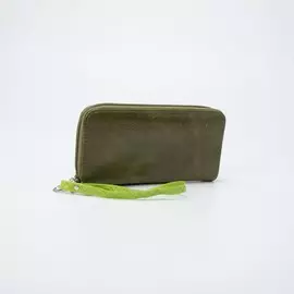 Кошелёк на молнии, с ручкой, цвет зелёный