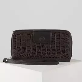 Кошелёк женский, 2 отдела на молнии, с ручкой, цвет коричневый