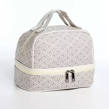 Косметичка, 2 отдела на молниях, цвет белый