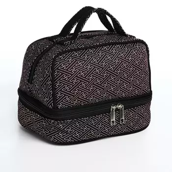 Косметичка, 2 отдела на молниях, цвет черный