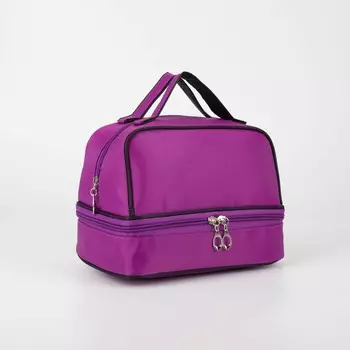 Косметичка - дорожная на молнии, с ручками, с отделами, фиолетовая