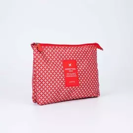 Косметичка, 2 отдела на молниях, цвет красный