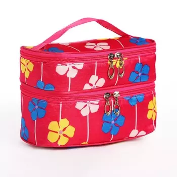 Косметичка - органайзер на молнии, с отделами, с рисунком, малиновая