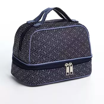 Косметичка, 2 отдела на молниях, цвет синий