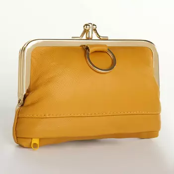 Косметичка, 2 отдела на рамке, цвет оранжевый