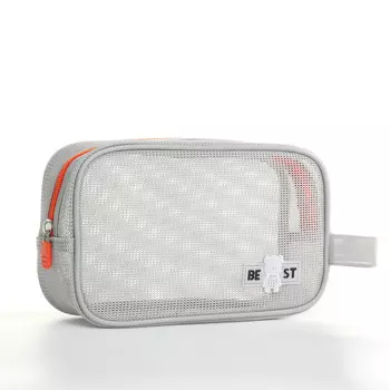 Косметичка на молнии сетчатая, с ручкой, best, серая