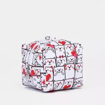 Косметичка-монетница на молнии, цвет белый/красный