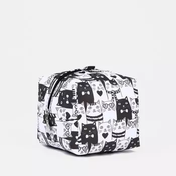 Косметичка-монетница на молнии, цвет черный/белый