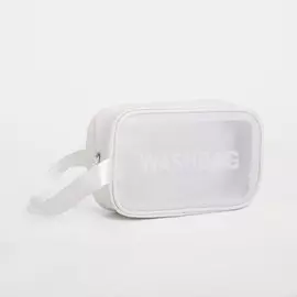 Косметичка на молнии для бассейна, с ручкой, матовая, с принтом washbag, белая
