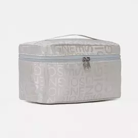 Косметичка-сундучок на молнии, на подкладке, с ручкой, зеркалом, бежевая