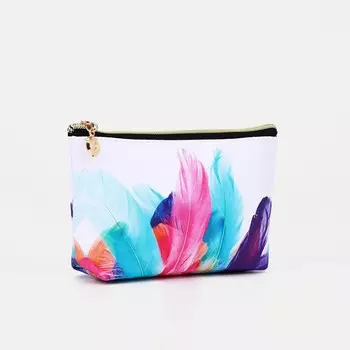 Косметичка женская на молнии, маленькая, с подкладом, с принтом