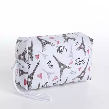 Косметичка на молнии с ручкой, объемная, маленькая, с принтом