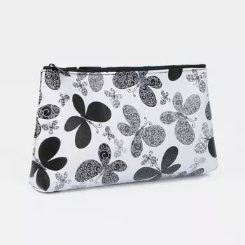 Косметичка на молнии, цвет белый/черный