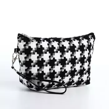 Косметичка на молнии, с ручкой, цвет белый/черный