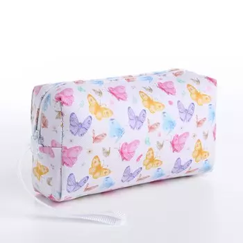 Косметичка-футляр женская с ручкой, объемная, маленькая, для косметики, лекарств, прокладок, белая/разноцветная