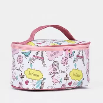 Косметичка на молнии, цвет белый/розовый