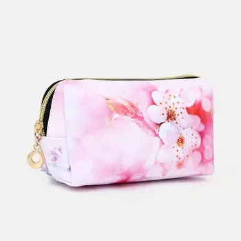 Косметичка на молнии женская, с подкладом, средняя,