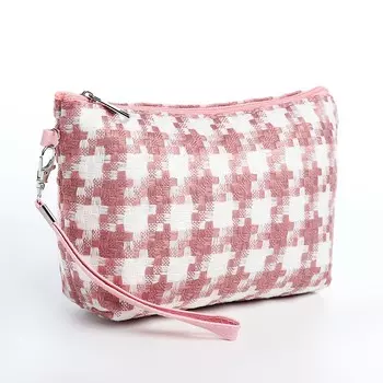 Косметичка на молнии, с ручкой, цвет белый/розовый