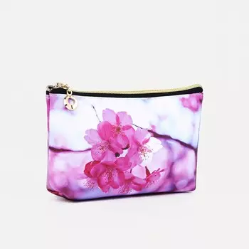 Косметичка женская на молнии, с подкладкой, с двусторонним принтом, белая/розовая/сиреневая