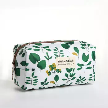Косметичка на молнии, цвет белый/зеленый