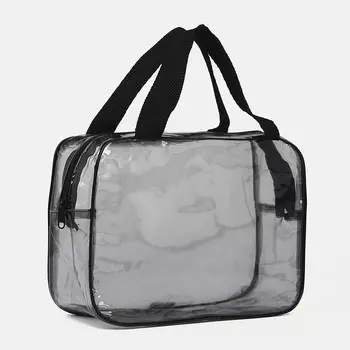 Косметичка на молнии, с ручками, черная