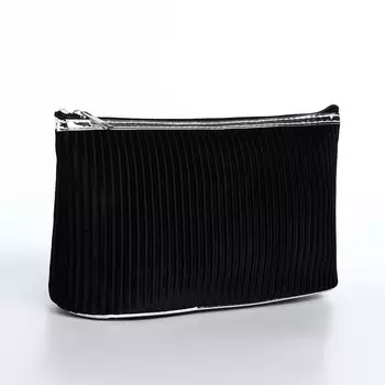Косметичка на молнии женская, с подкладом, большая, вельветовая, черная