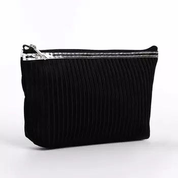 Косметичка на молнии женская, вельветовая, с подкладом, черная