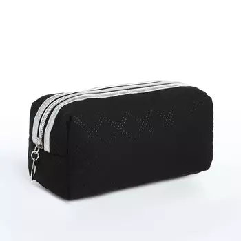 Косметичка на молнии женская, маленькая, черная